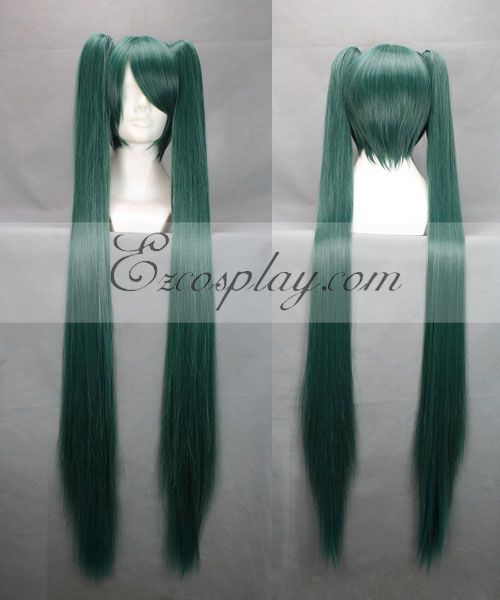Vocaloid Thousand Cherry Tree Hatsune Miku Dark Green Cosplay Wig 042F