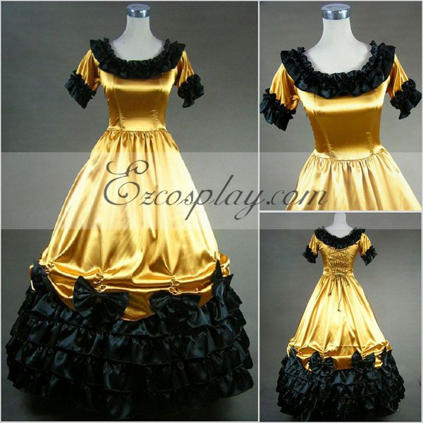 

Yellow Short Sleeve Gothic Lolita Dress-LTFS0011