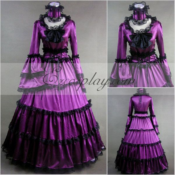 

Purple Long Sleeve Gothic Lolita Dress Cosplay Costume