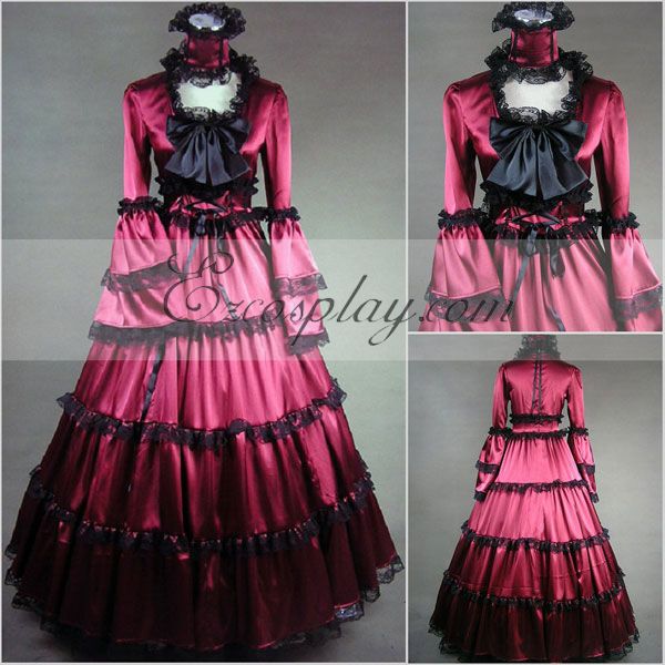 

Red Long Sleeve Gothic Lolita Dress-LTFS0016