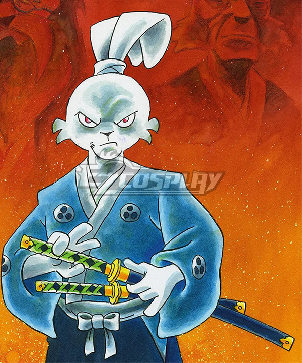 Samurai rabbit  Usagi Yojimbo  Miyamoto Usagi Kendogi & Hakama Set Blue Samurai Suit Cosplay Costume
