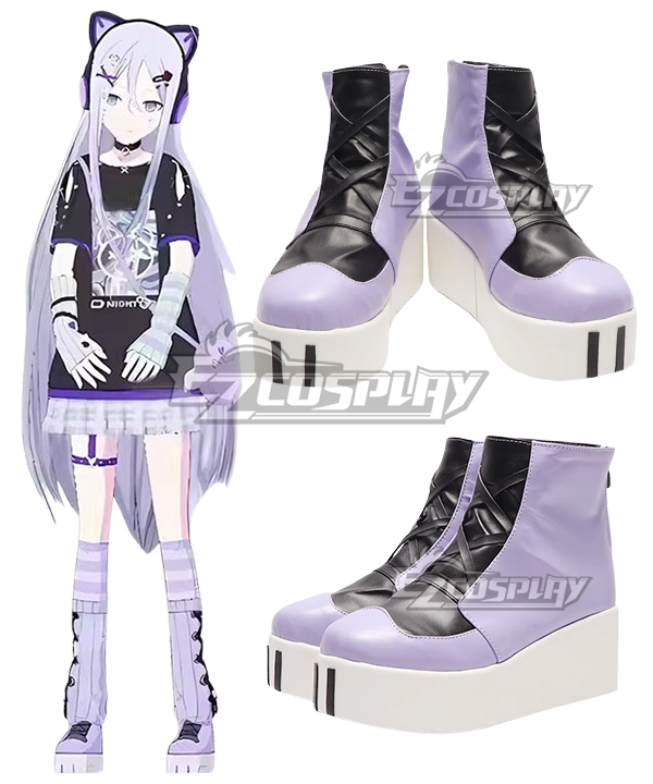 Project Sekai Bunte Bühne Nightcord um 25:00 Yoisaki Kanade Dark Decora Catgirl Puple Schuhe Cosplay Stiefel