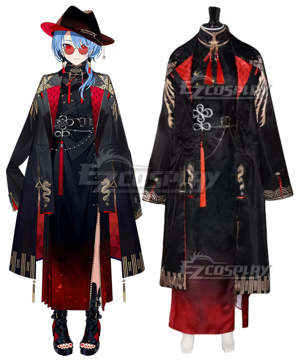Virtual YouTuber Hololive Hoshimachi Suisei Oriental Style Black Red Cosplay Costume