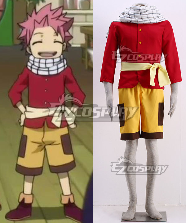 Fairy Tail Natsu Dragneel Childhood Cosplay Costume