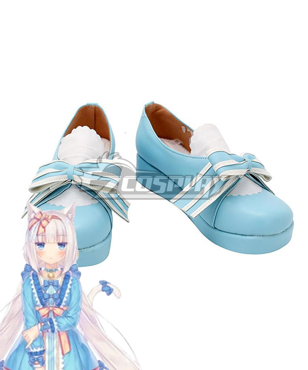 Nekopara Vol.4 Vanilla Lolita Dress Blue Cosplay Shoes