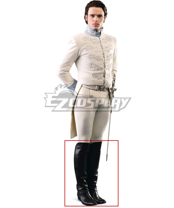 2015 Film Cinderella Prince Charming Kit Black Shoes Cosplay Boots