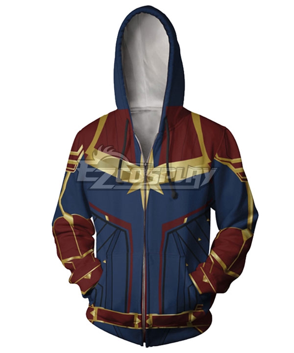 2019 Movie Captain Marvel Carol Danvers Printed Coat Hoodie Cosplay Costume
