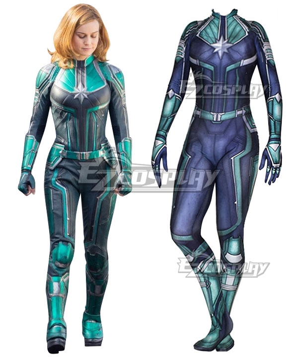 2019 Movie Captain Marvel Carol Danvers Printed Zentai Jumpsuit Cosplay Costume