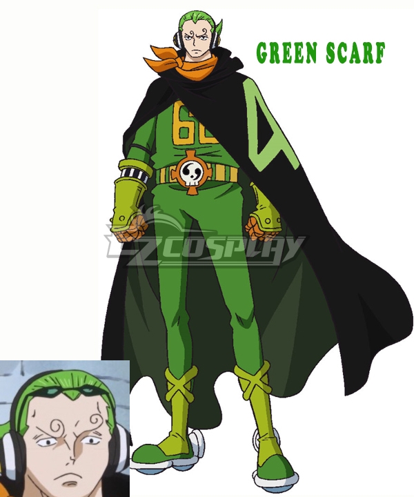 

One Piece Germa 66 Vinsmoke Yonji Cosplay Costume Green Scarf
