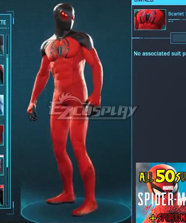 PS5 Marvel 2021 Spider-Man: Miles Morales Scarlet Spider II Cosplay Costume
