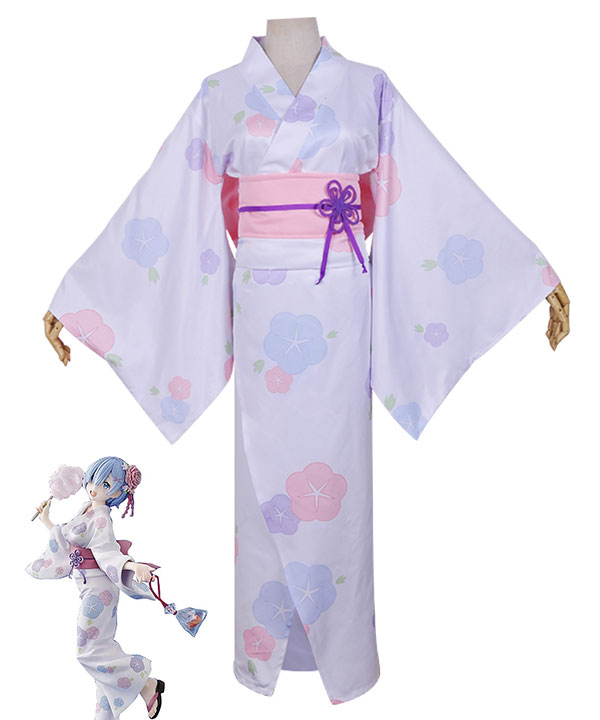 Re: Life In A Different World From Zero Rem Yukata Kimono Cosplay Costume