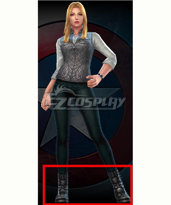 Marvel Future Fight Agent 13 Civil War Black Shoes Cosplay Boots