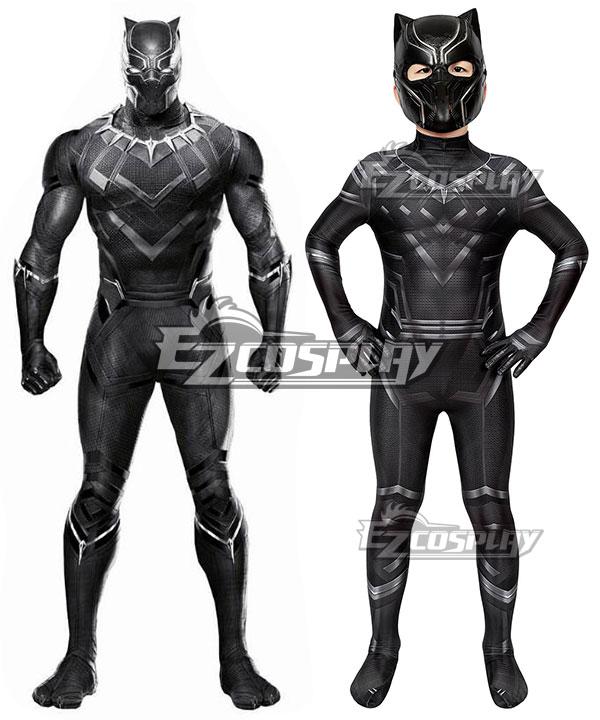 Kids Marvel Captain America: Civil War Black Panther T'Challa Printed Zentai Jumpsuit Cosplay Costume