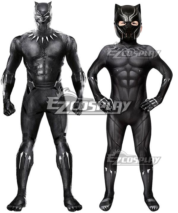 Kids Marvel Black Panther 2018 Movie T'Challa Black Panther Zentai Jumpsuit Cosplay Costume