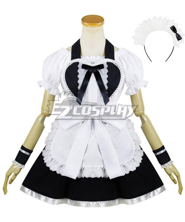 Black and White Love Lolita Maid Dress Cosplay Costume - EMDS024Y