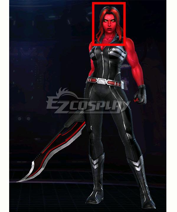 Marvel Future Fight Red She-Hulk Red Black Cosplay Wig