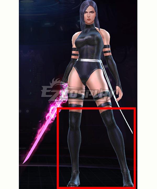Marvel Future Fight Psylocke Black Shoes Cosplay Boots