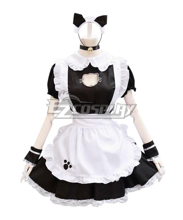 Black and White Lolita Cute Cat Maid Dress Cosplay Costume - EMDS037Y