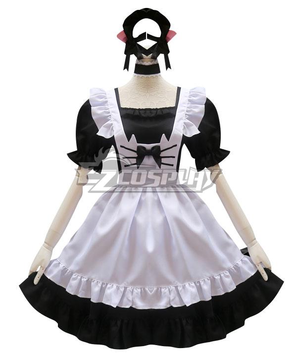 Black and White Lolita Cute Cat Maid Dress Cosplay Costume - EMDS039Y