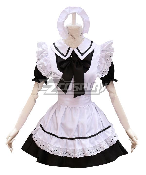 Black and White Lolita Maid Dress Cosplay Costume - EMDS040Y