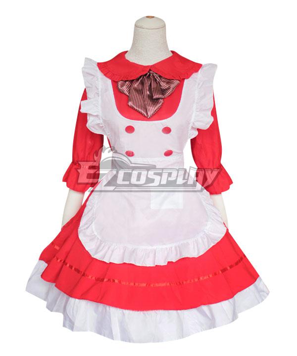 Red and White Lolita Maid Dress Cosplay Costume - EMDS046Y
