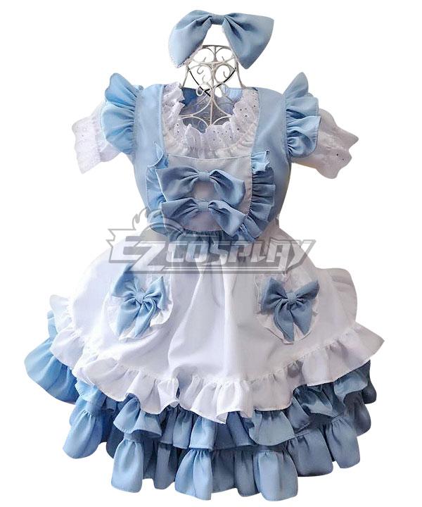 Blue Lolita Maid Dress Cosplay Costume - EMDS014Y