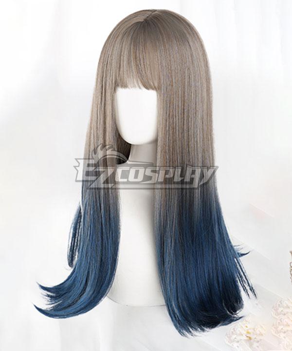 Japan Harajuku Lolita Series Grey Blue Cosplay Wig - EWL166Y