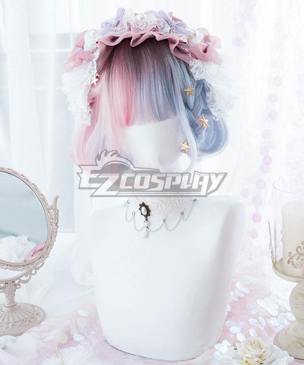 Japan Harajuku Lolita Series  Golden Pink Blue Cosplay Wig - EWL169Y