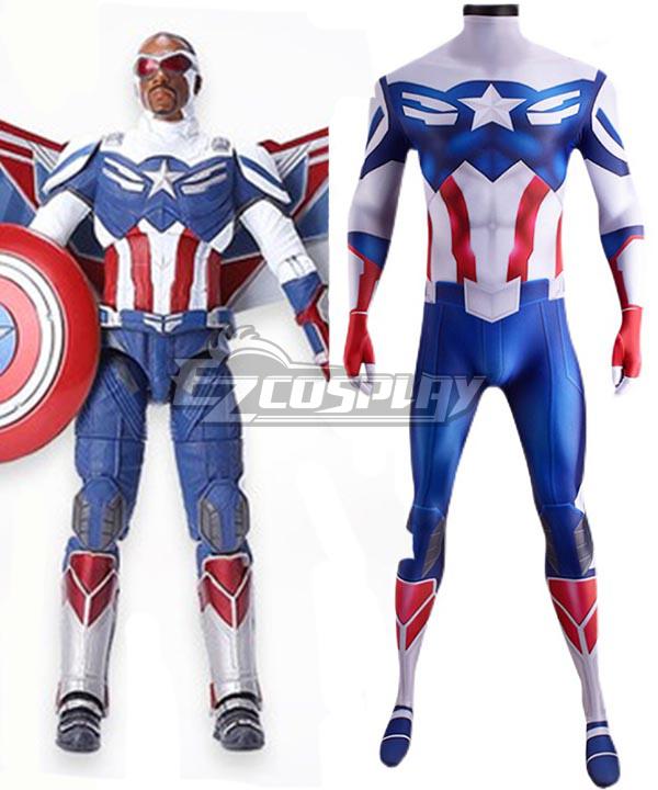 Marvel The Falcon and the Winter Soldier Sam Wilson Captain America Jumpsuit Zentai Cosplay Costume