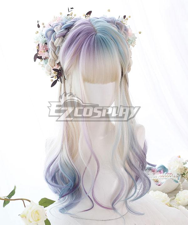 Japan Harajuku Lolita Series Light Golden Blue Purple Cosplay Wig - EWL185Y