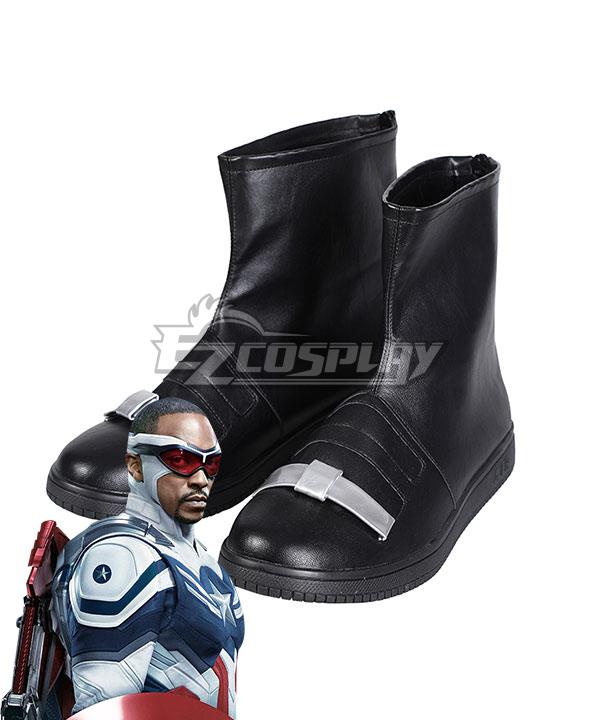 Marvel The Falcon and the Winter Soldier Captain American Sam Wilson Black Shoes Cosplay Boots