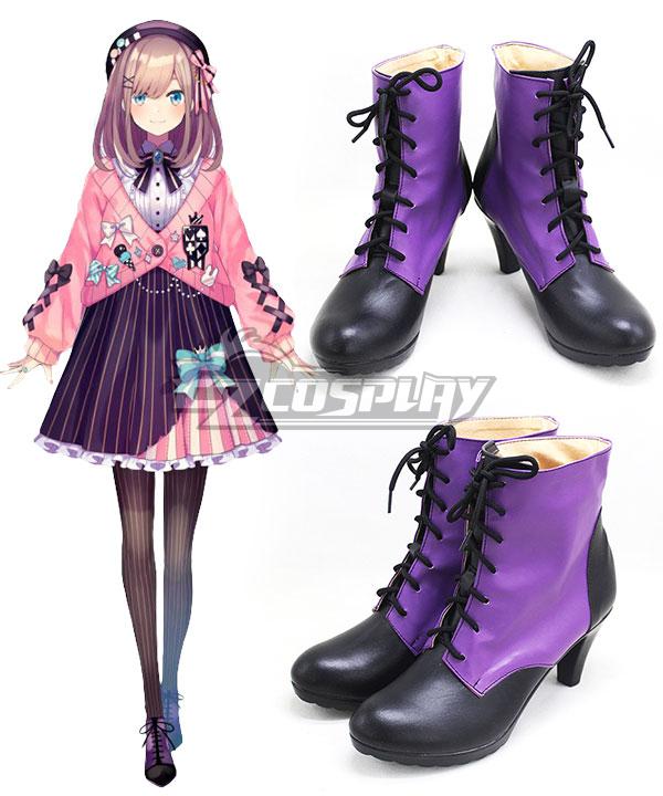 Virtual YouTuber Suzuhara Lulu Purple Shoes Cosplay Boots