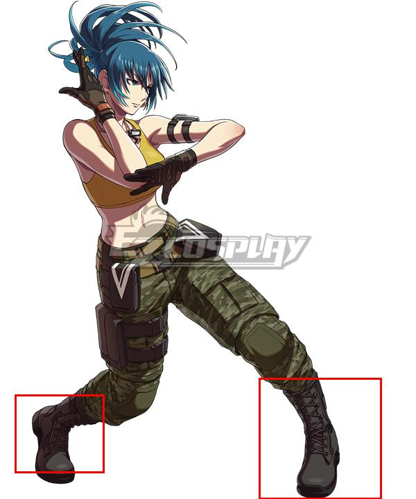 The King Of Fighters XIV KOF Leona Black Shoes Cosplay Boots