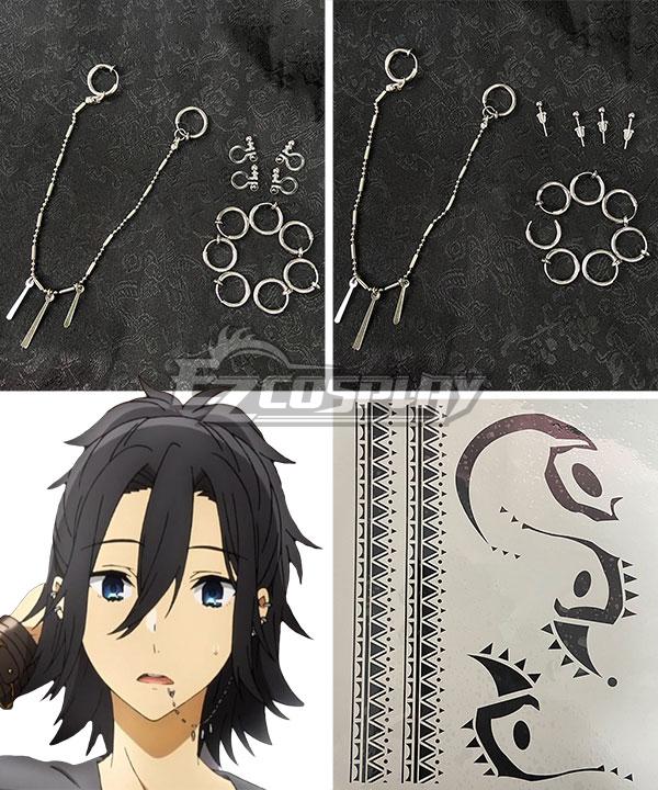 Horimiya Hori-san to Miyamura-kun Izumi Miyamura Ear Clips Earrings Lip studs Tattoo stickers Cosplay Accessory Prop