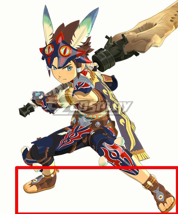 Monster Hunter Stories 2: Wings of Ruin Female Male Protagonist Brown Cosplay Shoes