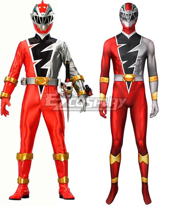 Power Rangers Dino Fury Red Ranger Printed Jumpsuit Zentai Cosplay Costume