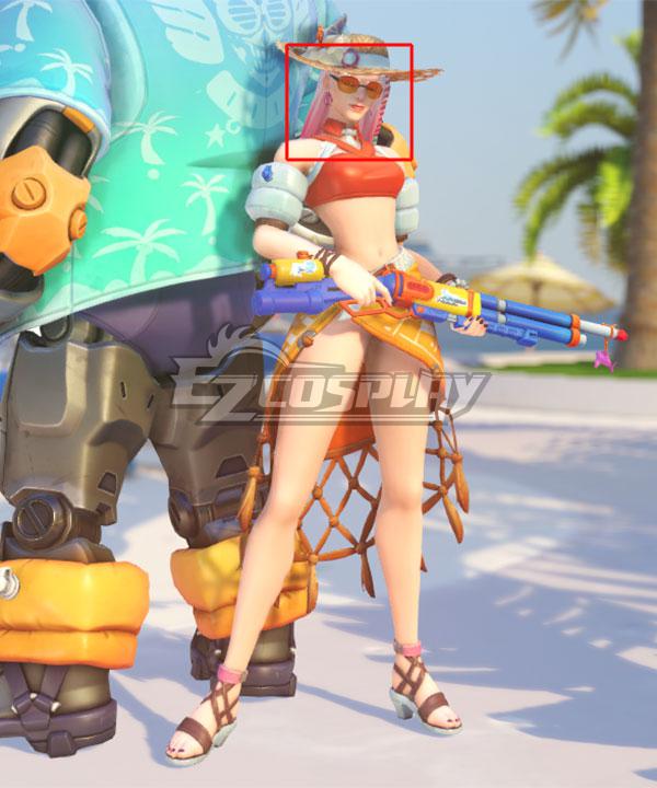 Overwatch OW Summer Games 2021 Poolside Ashe Silver Grey Pink Cosplay Wig