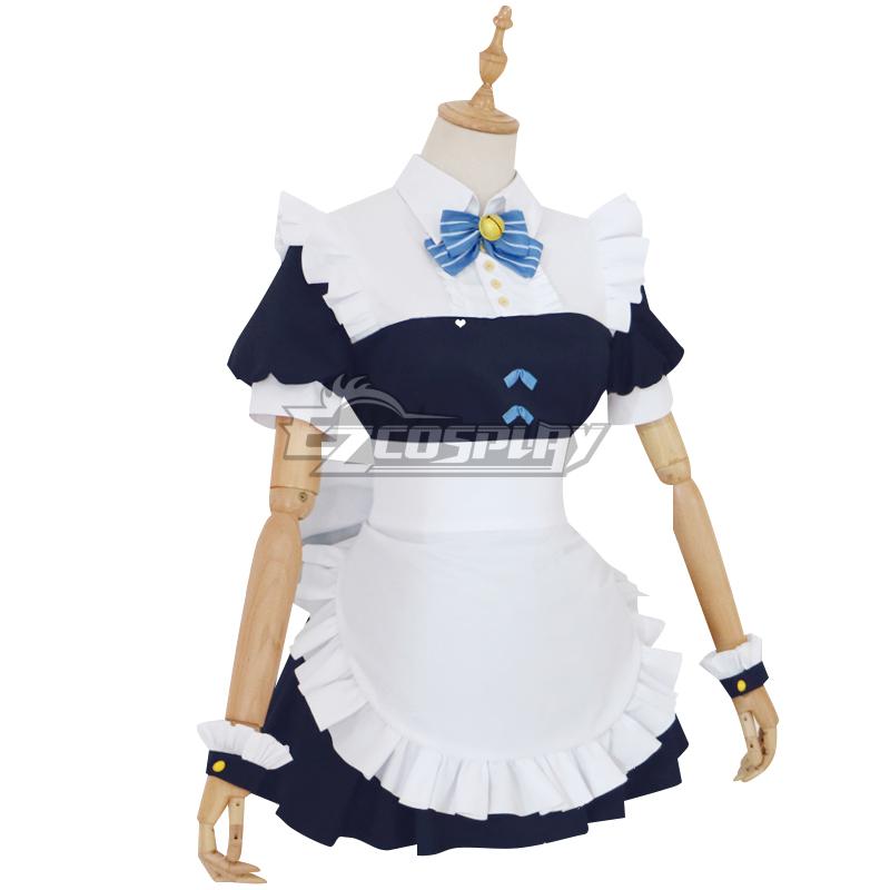 blue and white maid dress Blue Striped Maid Dress with Apron