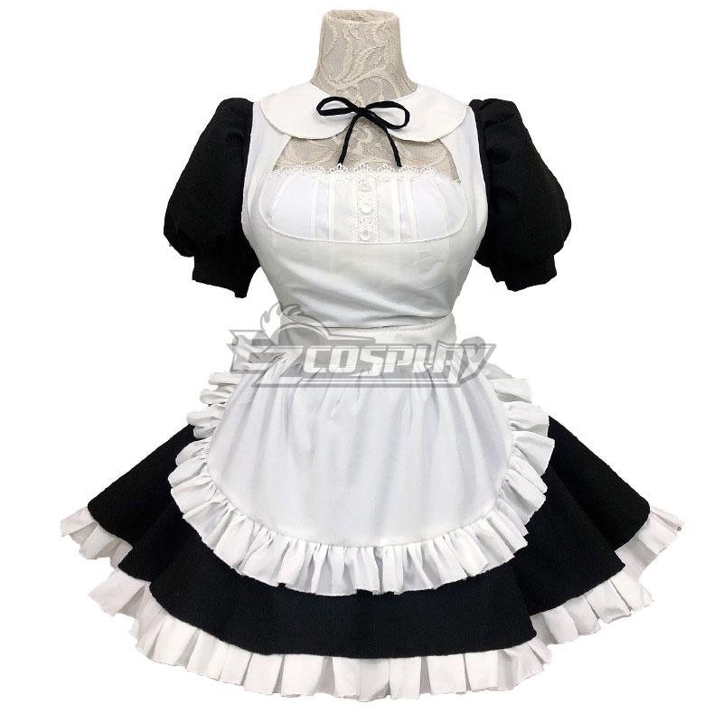 White & Black Maid Dress Cosplay Costume - EMDS052Y