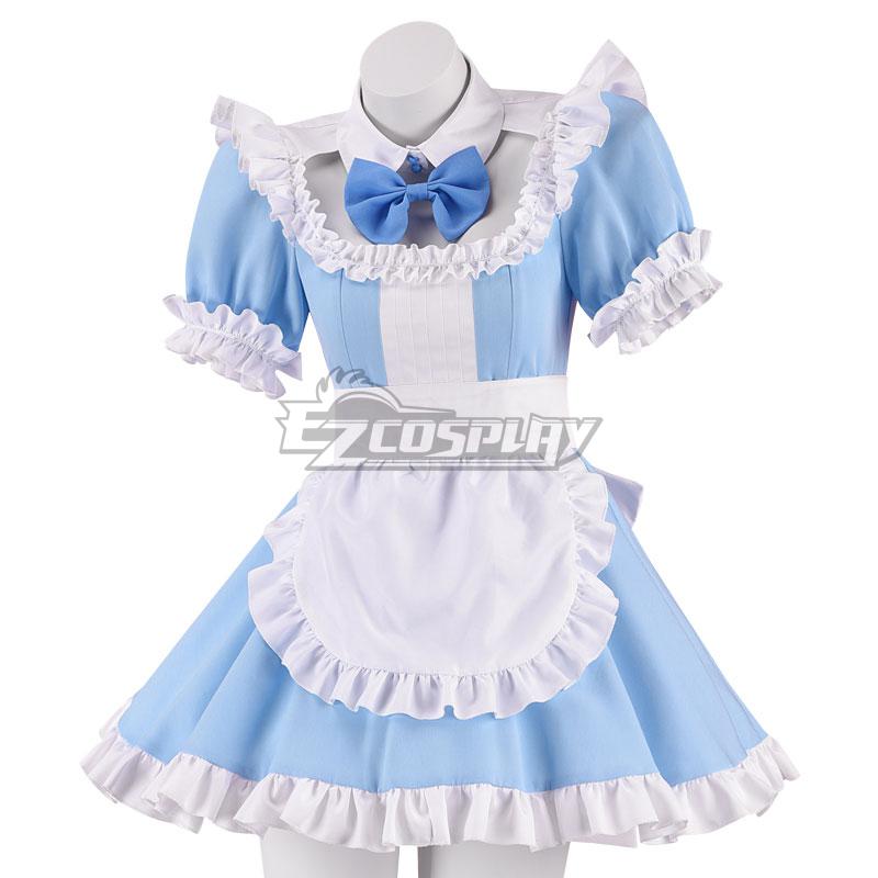 White & Blue Maid Dress Cosplay Costume - EMDS054Y
