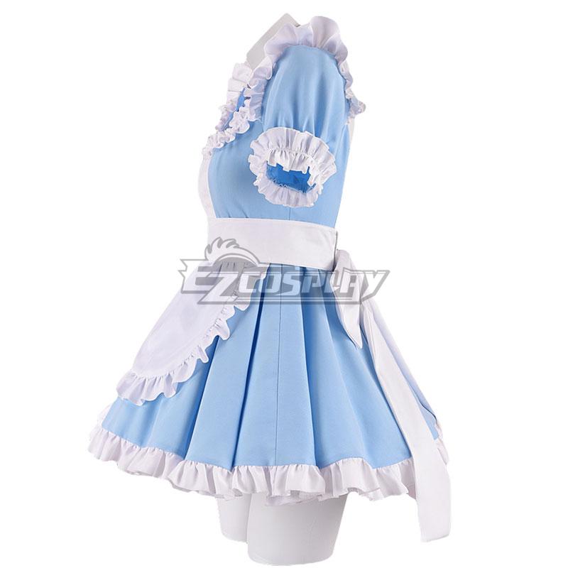 White & Blue Maid Dress Cosplay Costume - EMDS054Y