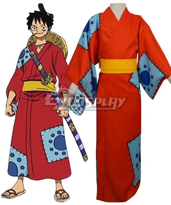 Kids Size One Piece Wano Country Arc Monkey D Luffy Kimono Cosplay Costume
