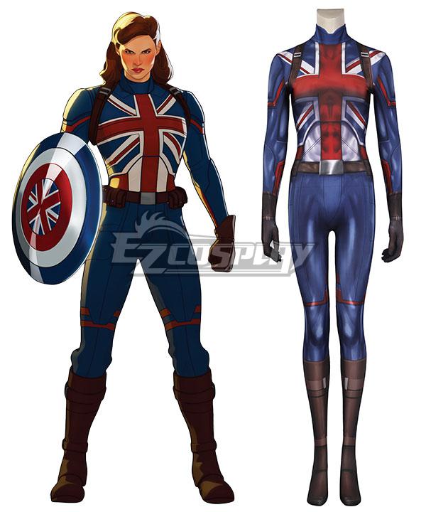 Marvel What IF Peggy Carter Captain Carter Jumpsuit Zentai Halloween Cosplay Costume