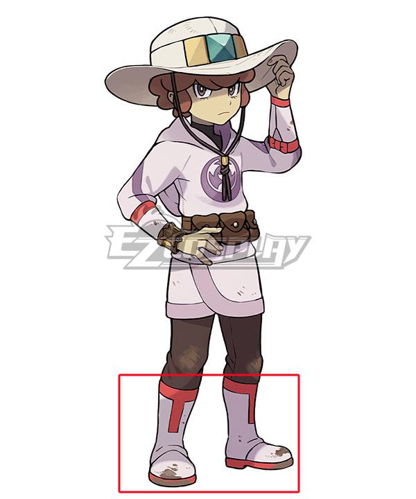 Pokemon Pokémon Legends: Arceus Warden Lian White Red Shoes Cosplay Boots