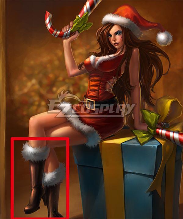 League of Legends LOL Candy Cane Miss Fortune Christmas Brown Shoes Cosplay Boots