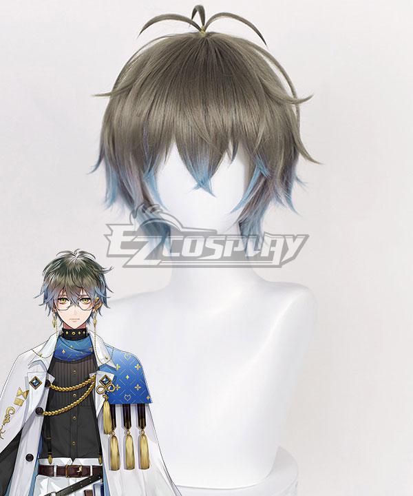 Virtual YouTuber Luxiem Ike Eveland Gray Green Blue Cosplay Wig