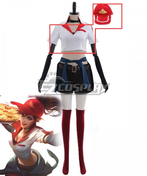 

League Of Legends LOL Pizza Delivery Sivir Cosplay Costume Only Shirt Hat