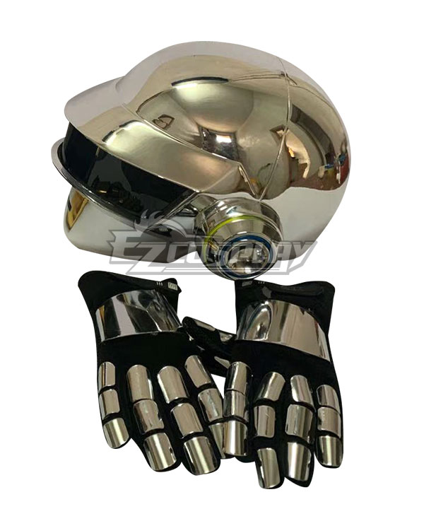 Daft Punk Thomas Bangalter Silver Helmet and Gloves DJ