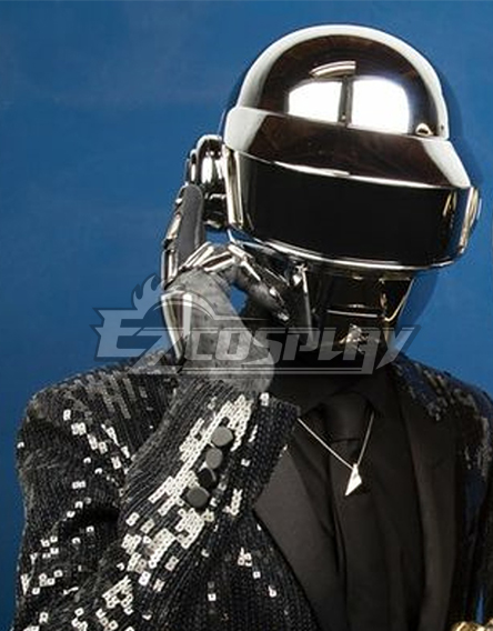 Daft Punk Thomas Bangalter Silver Helmet and Gloves DJ Cosplay Accessory