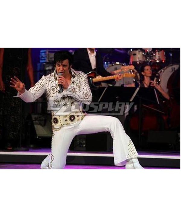 2022 King of Rock and Roll Elvis Aaron Presley Singer Suit Outfit White Cosplay Costume